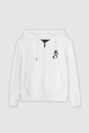 B Collection Zipped Hoodie - White : Front