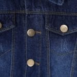 Classic Ripped Denim Jacket - Dark Blue Front Close