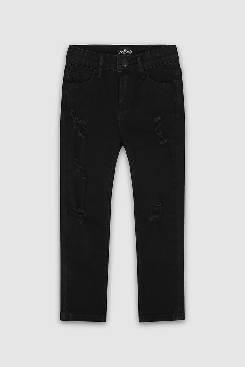 boys black distressed jeans